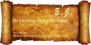 Britvics Juliánusz névjegykártya